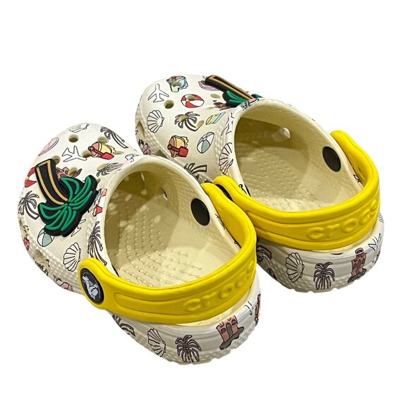 Kids Crocs Clogs With Tropical Print & Palm Tree Charm - Size C6 - Picture 3 of 5